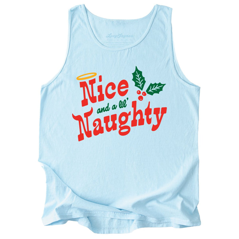 Nice and a Lil' Naughty Comfort Colors Graphic Tank Top - Chambray
