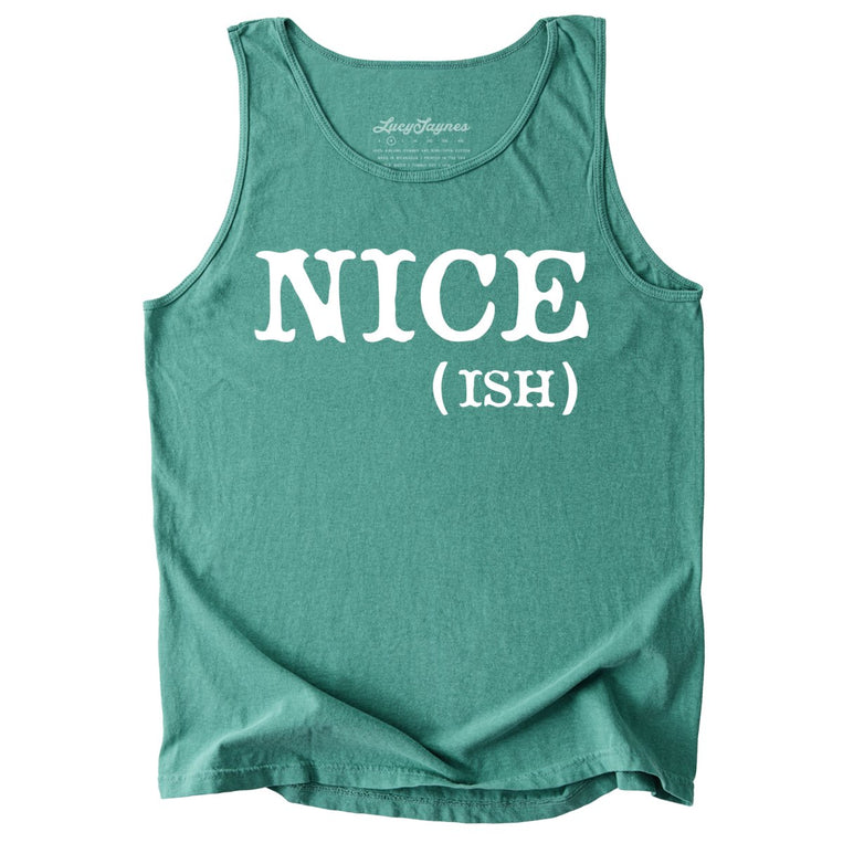 Nice Ish Comfort Colors Graphic Tank Top - Light Green