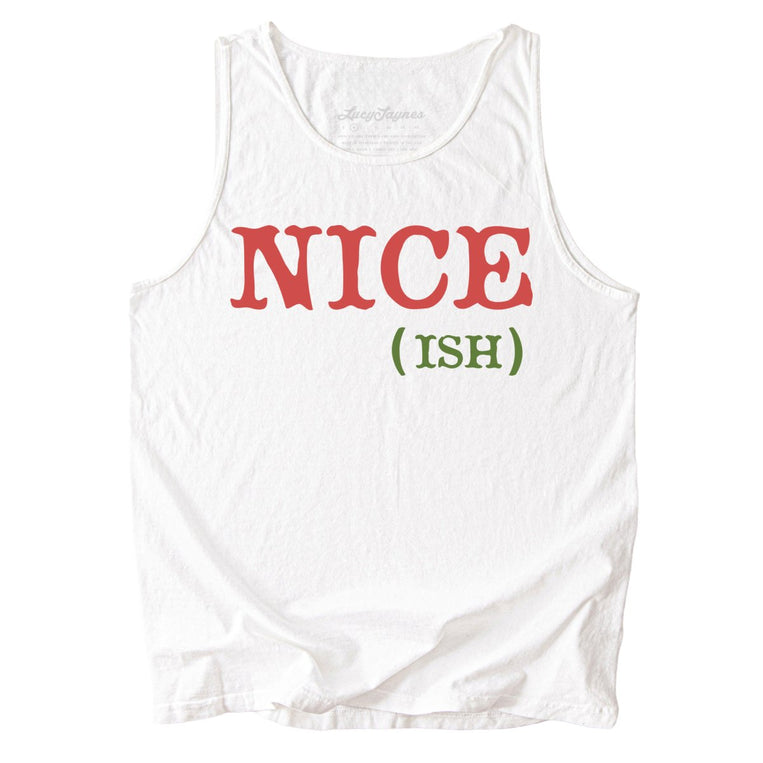 Nice Ish Comfort Colors Graphic Tank Top - White