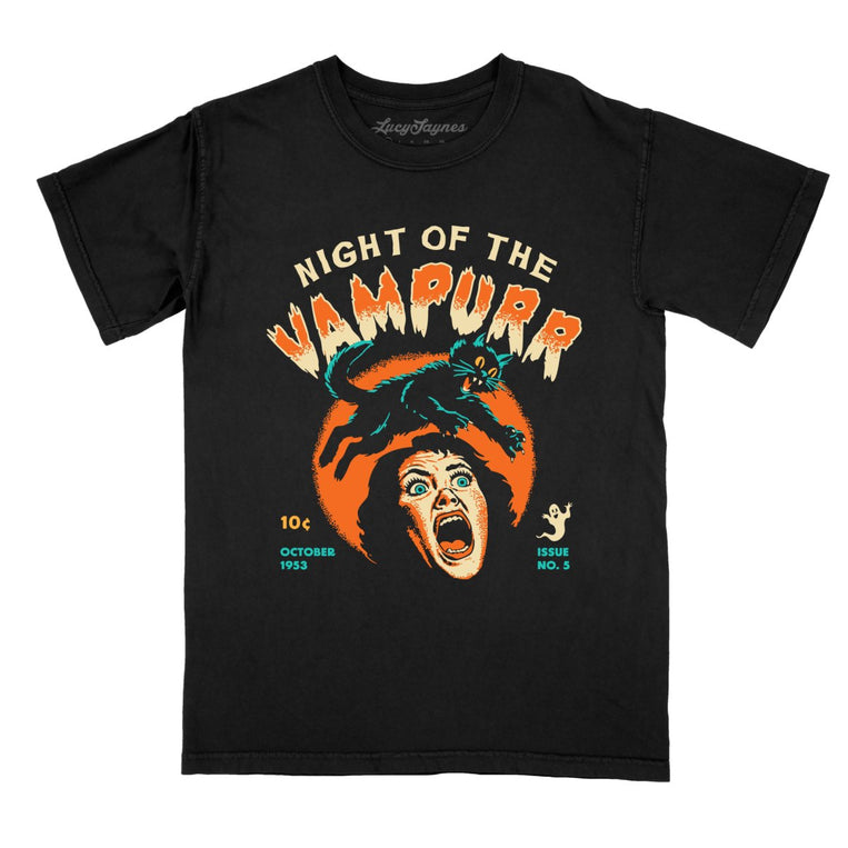 Night Of The Vampurr - Black - Comfort Colors Tee