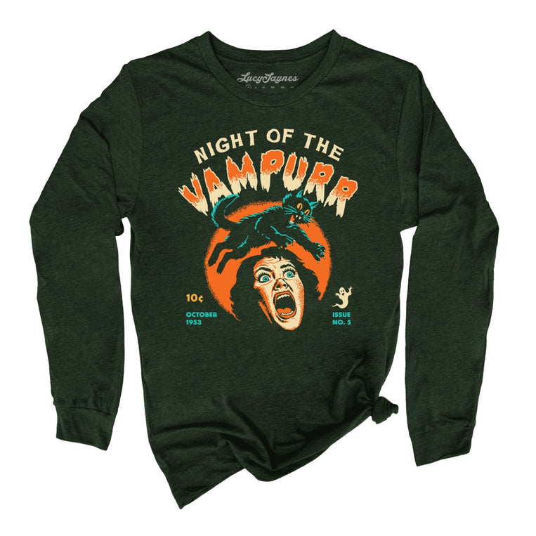 Night Of The Vampurr - Heather Forest - Unisex Long Sleeve T-Shirt