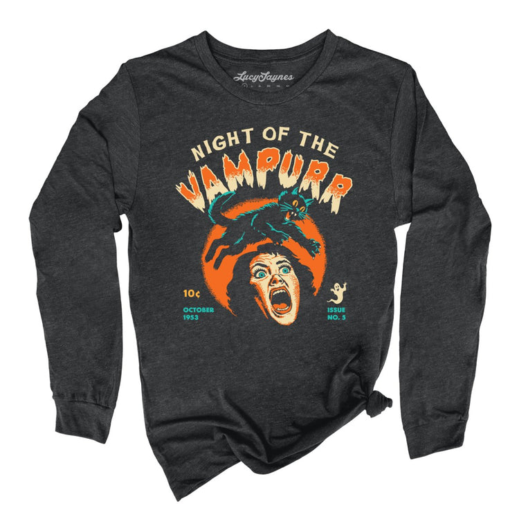Night Of The Vampurr - Dark Grey Heather - Unisex Long Sleeve T-Shirt