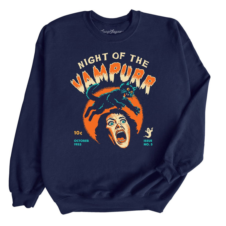 Night Of The Vampurr - Navy - Unisex Sweatshirt