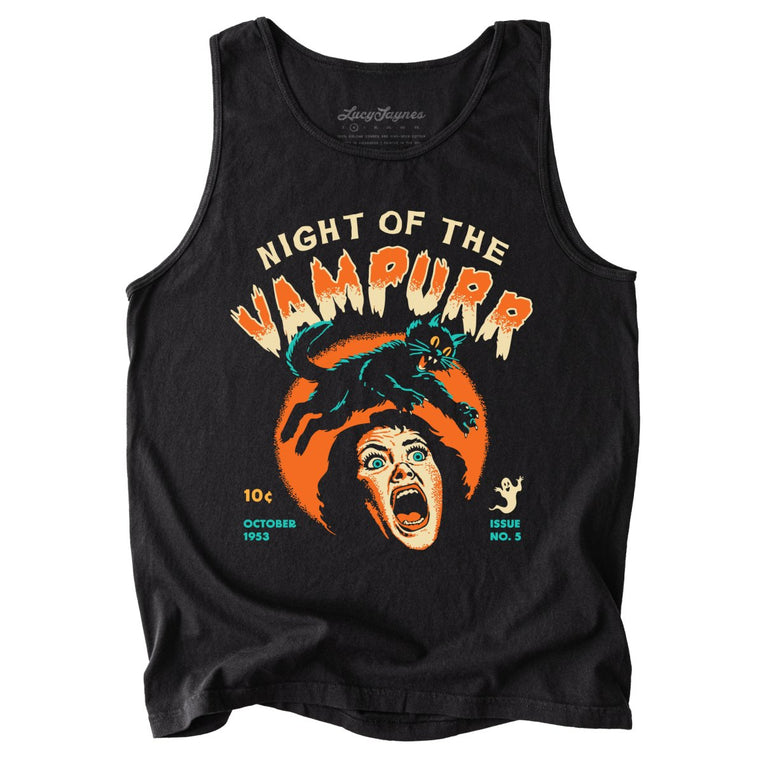 Night Of The Vampurr Comfort Colors Graphic Tank Top - Black