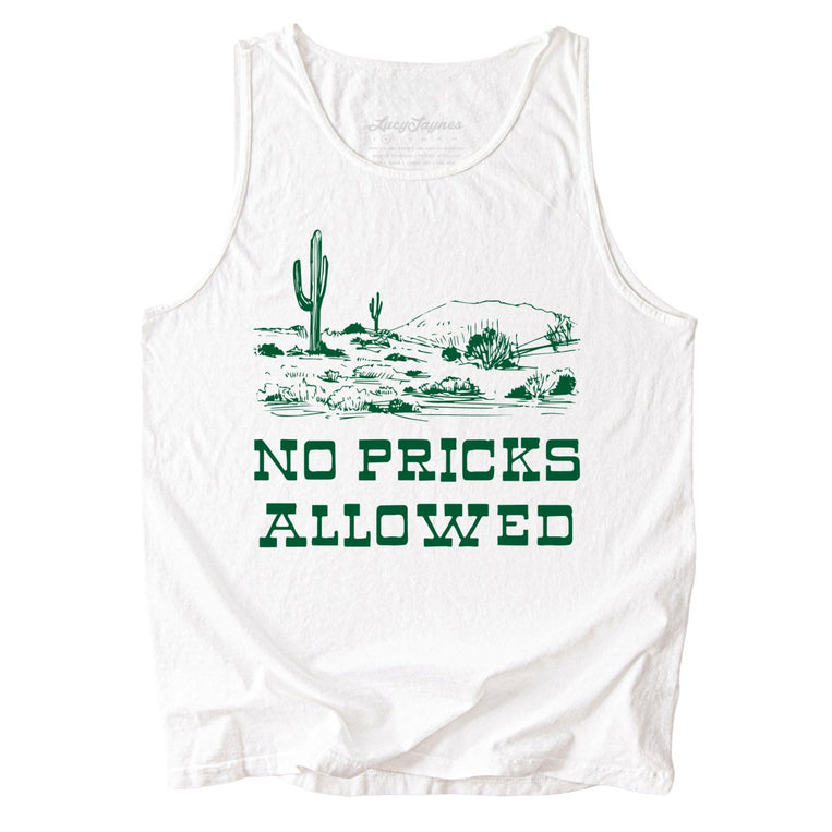No Pricks Allowed Comfort Colors Graphic Tank Top - White