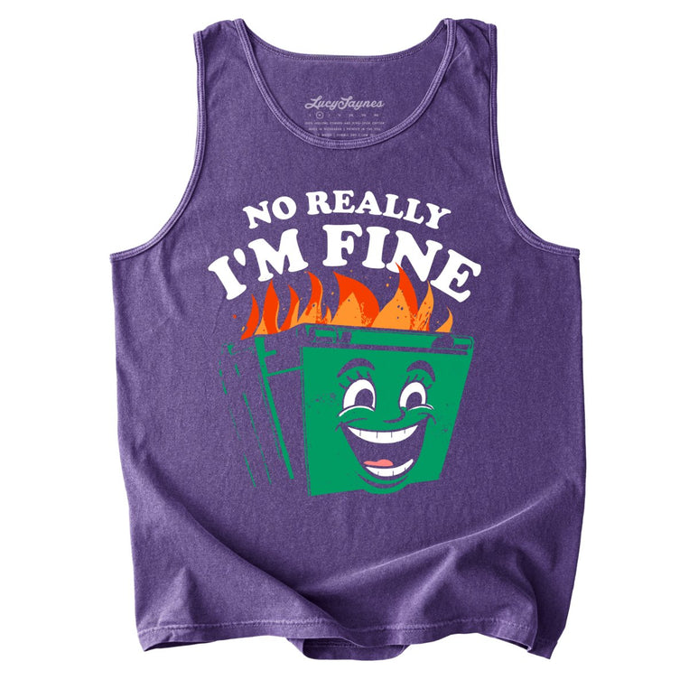 No Really I'm Fine Comfort Colors Graphic Tank Top - Grape