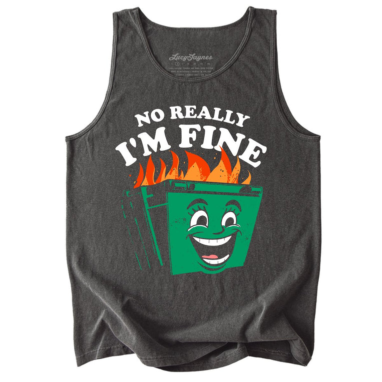 No Really I'm Fine Comfort Colors Graphic Tank Top - Pepper