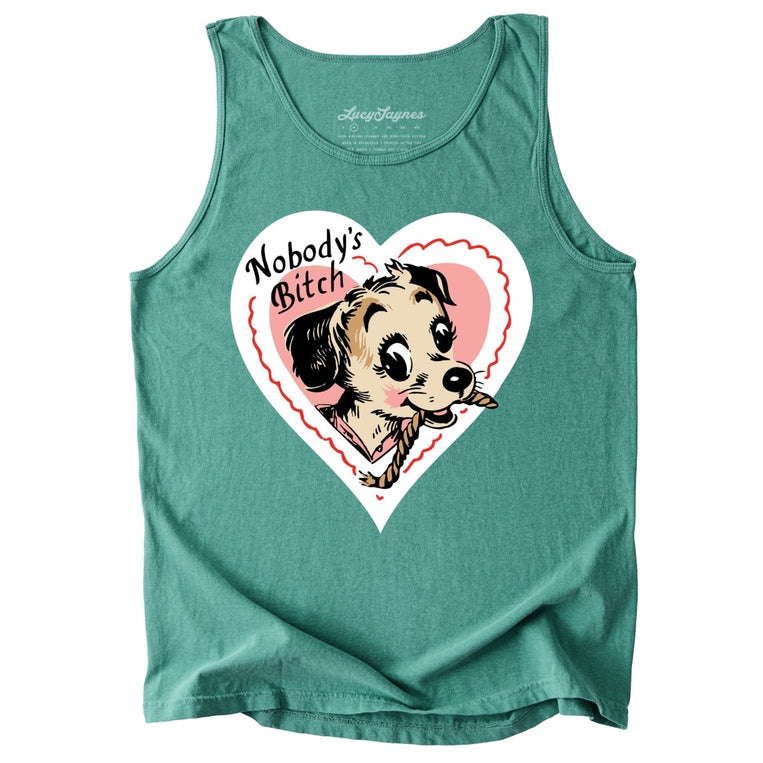 Nobody's Bitch Comfort Colors Graphic Tank Top - Light Green