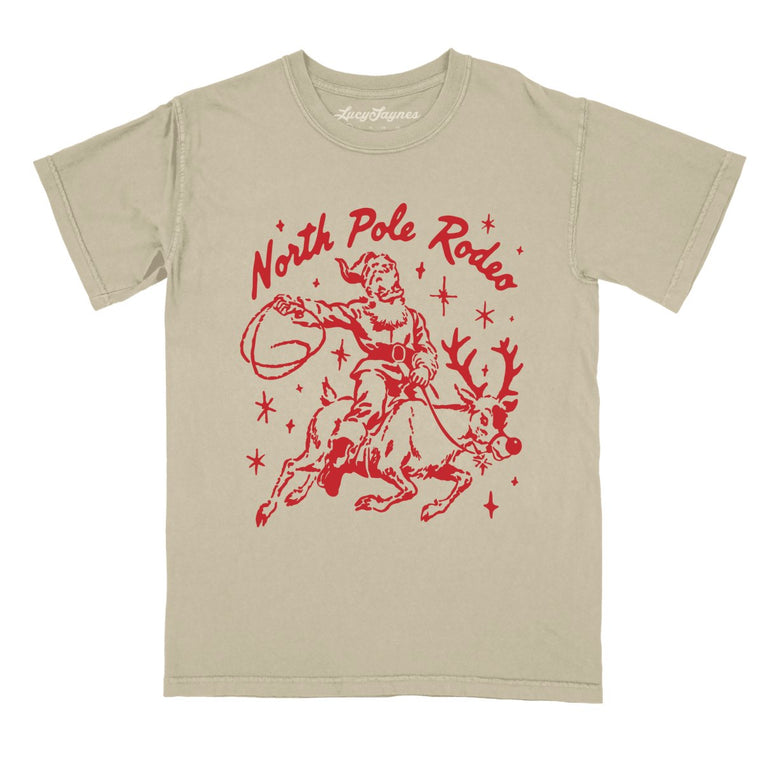 North Pole Rodeo - Khaki - Comfort Colors Tee