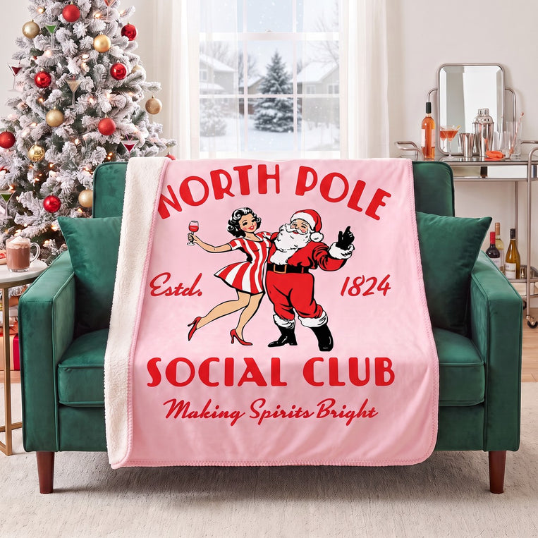 North Pole Social Club Sherpa Blanket