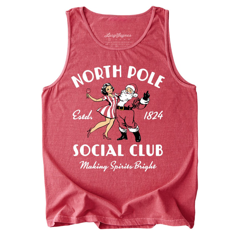 North Pole Social Club Comfort Colors Graphic Tank Top - Crimson