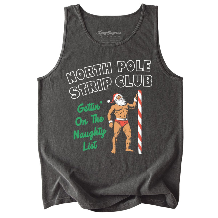 North Pole Strip Club Comfort Colors Graphic Tank Top - Pepper