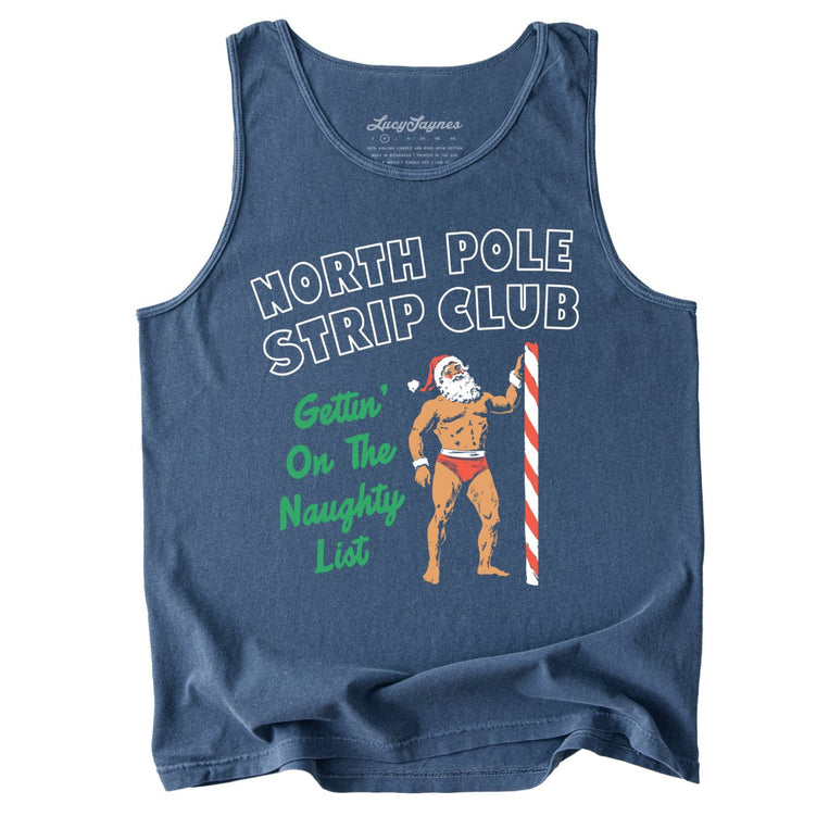 North Pole Strip Club Comfort Colors Graphic Tank Top - Denim
