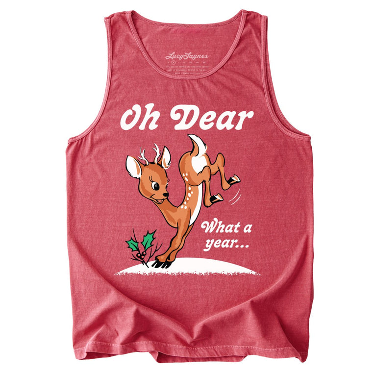 Oh Dear What A Year Comfort Colors Graphic Tank Top - Crimson