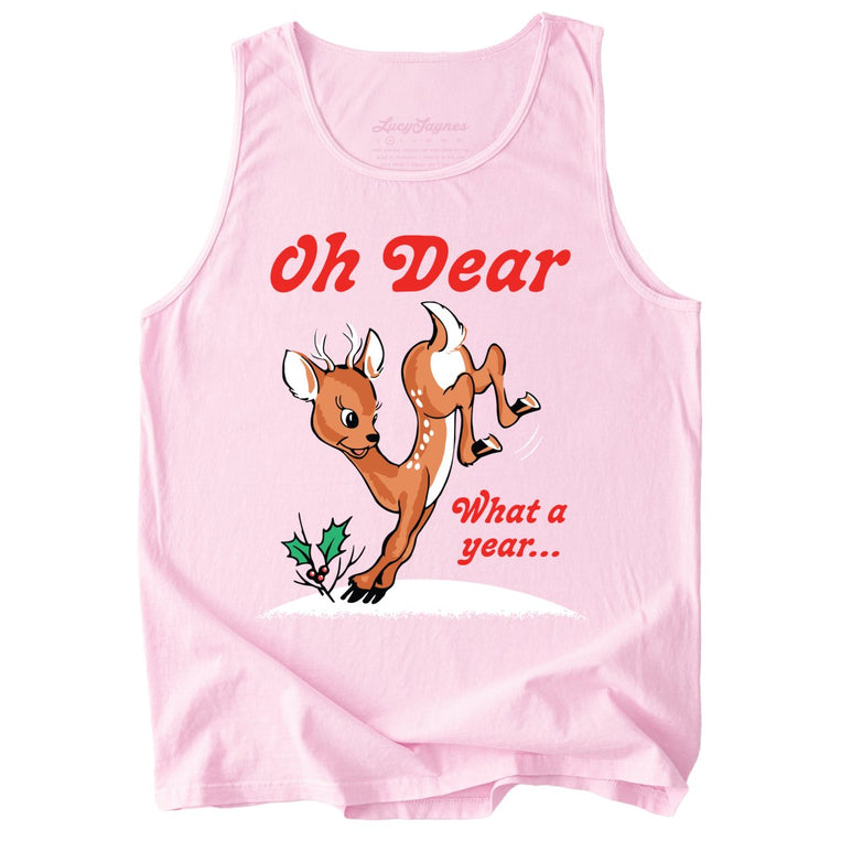 Oh Dear What A Year Comfort Colors Graphic Tank Top - Blossom