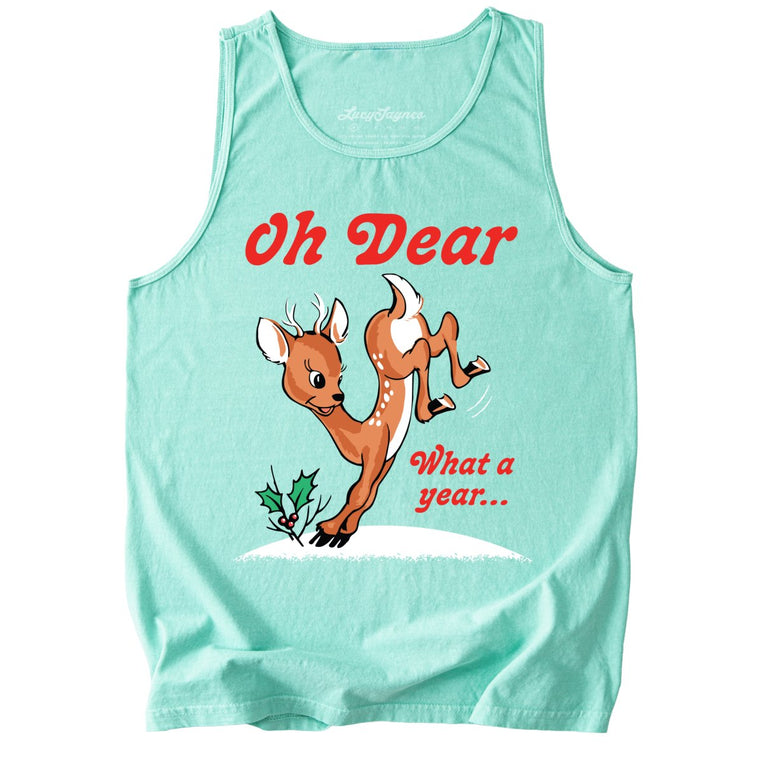 Oh Dear What A Year Comfort Colors Graphic Tank Top - Island Reef