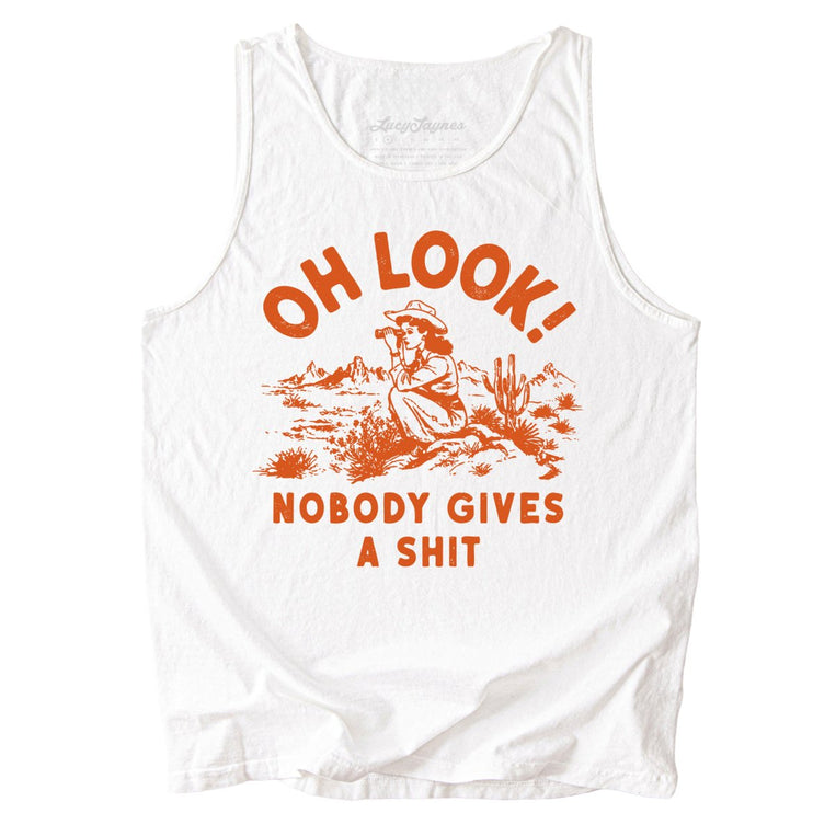 Oh Look Nobody Gives A Shit Comfort Colors Graphic Tank Top - White