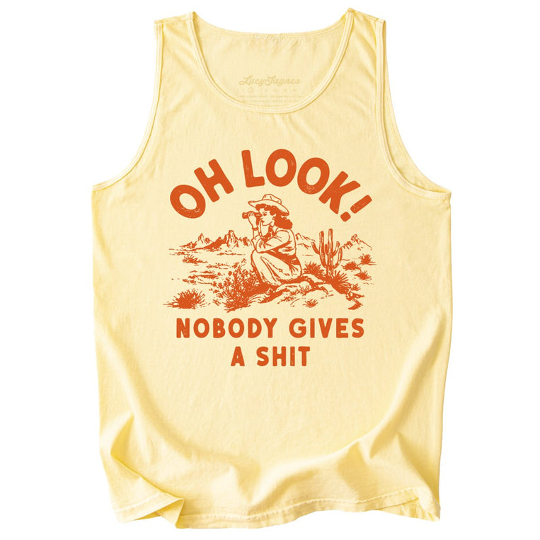 Oh Look Nobody Gives A Shit Comfort Colors Graphic Tank Top - Butter