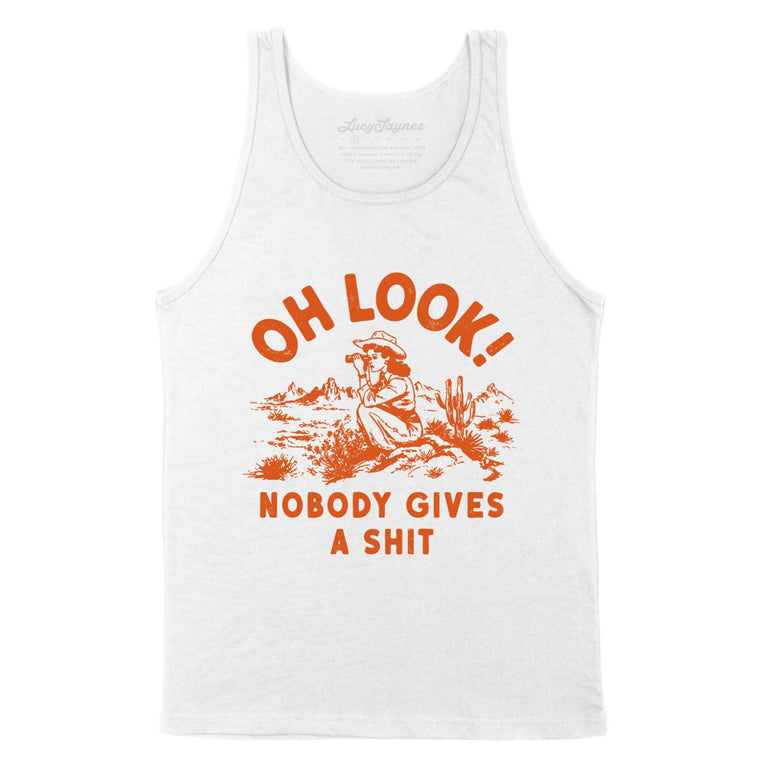 Oh Look Nobody Gives A Shit - White - Unisex Tank Top