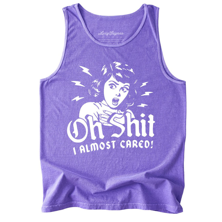 Oh Shit I Almost Cared Comfort Colors Graphic Tank Top - Violet