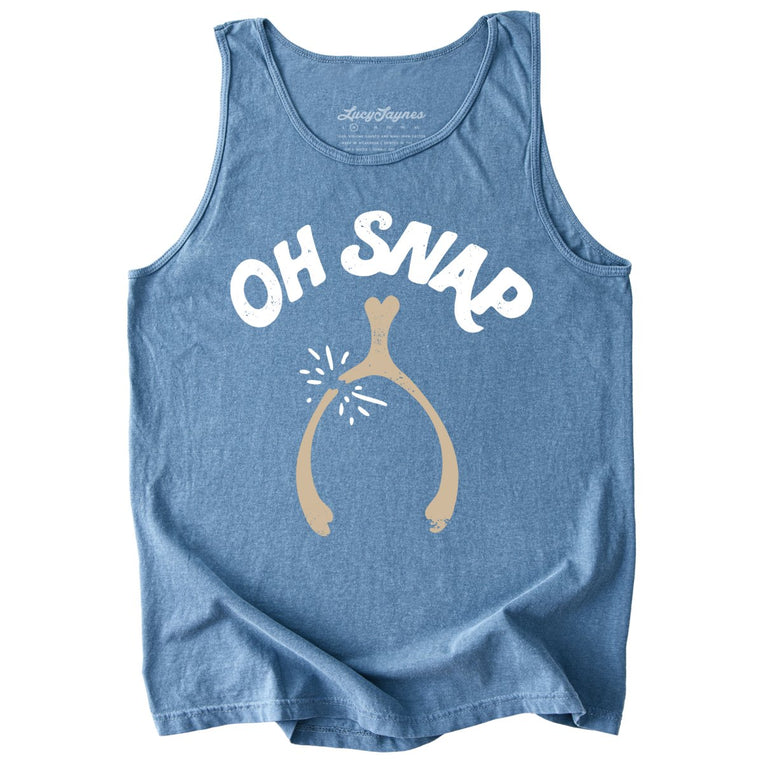 Oh Snap Wishbone Comfort Colors Graphic Tank Top - Blue Jean