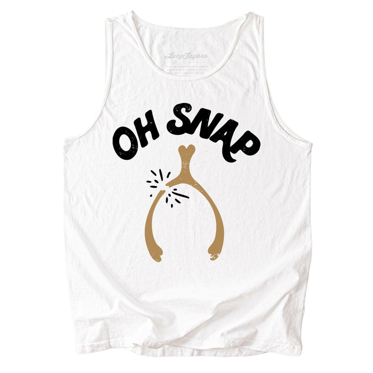 Oh Snap Wishbone Comfort Colors Graphic Tank Top - White