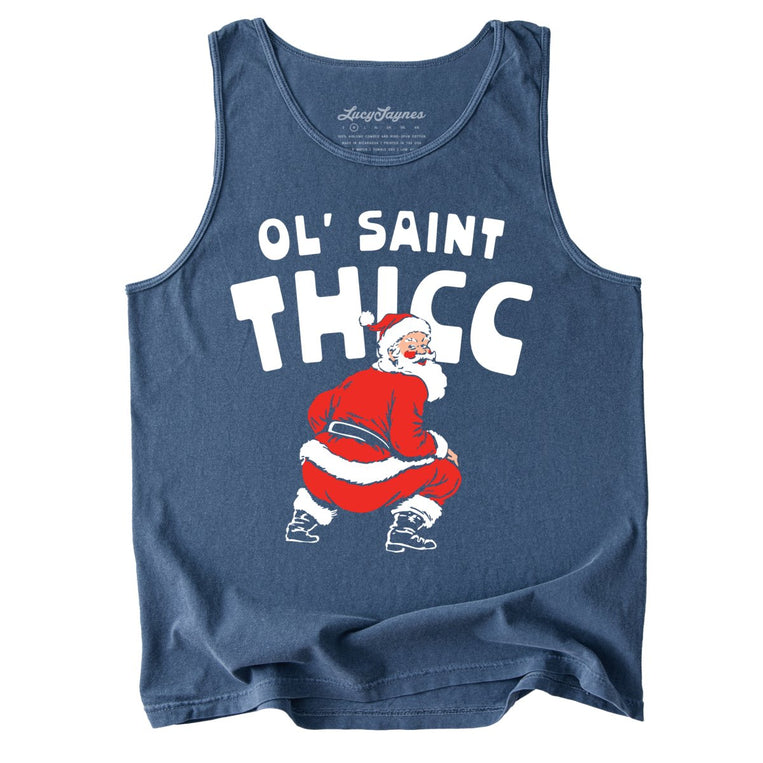 Ol' Saint Thicc Comfort Colors Graphic Tank Top - Denim