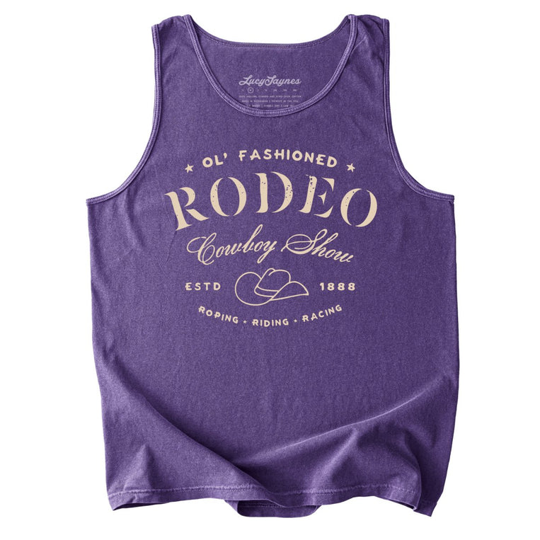 Old Fashioned Rodeo Comfort Colors Graphic Tank Top - Grape