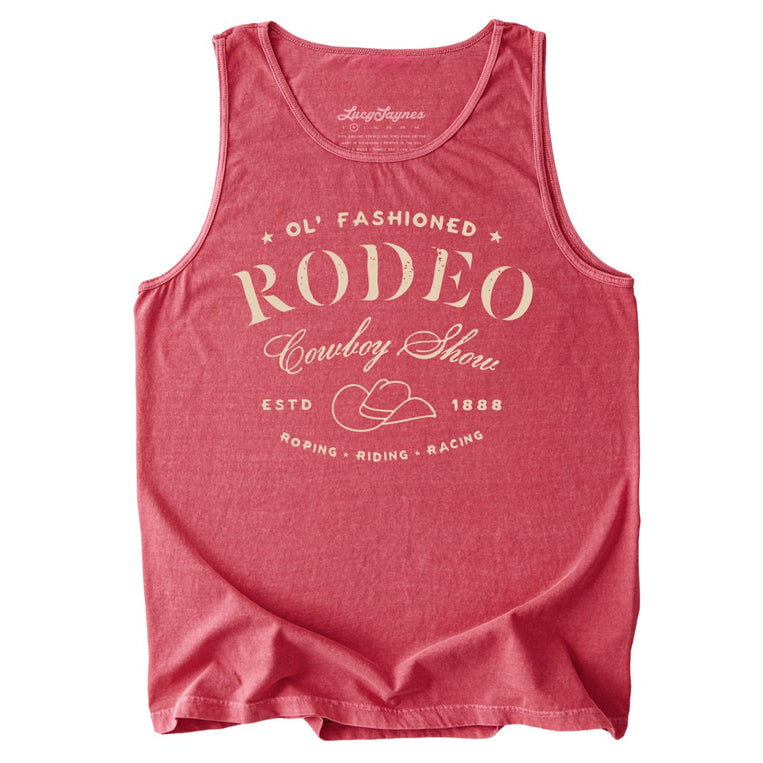 Old Fashioned Rodeo Comfort Colors Graphic Tank Top - Crimson