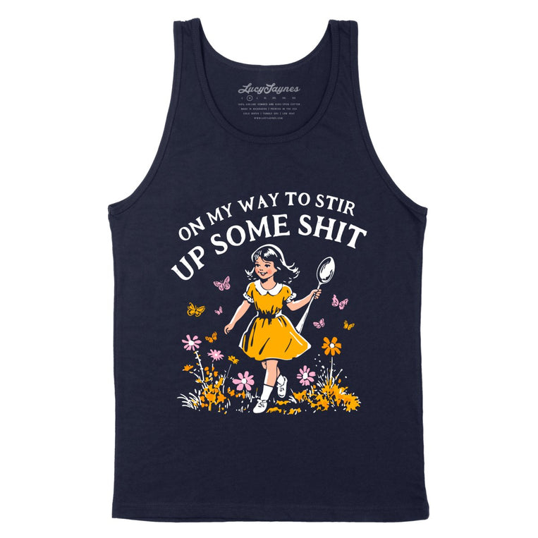 On My Way To Stir Up Some Shit - Navy - Unisex Tank Top