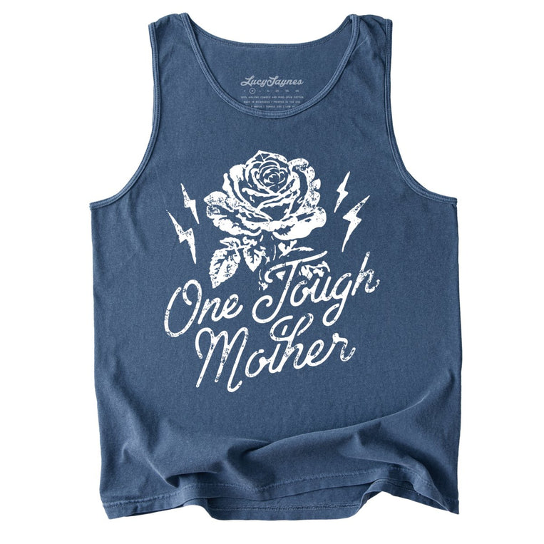 One Tough Mother Comfort Colors Graphic Tank Top - Denim