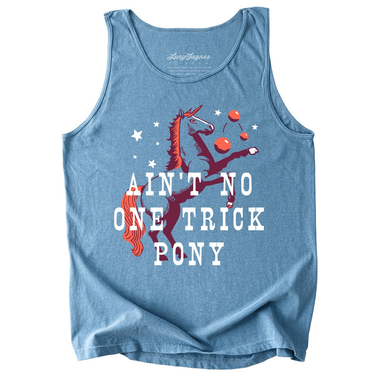 One Trick Pony Comfort Colors Graphic Tank Top - Ice Blue