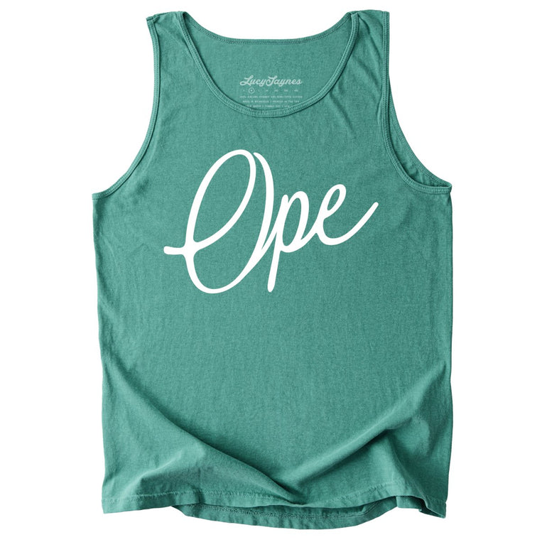 Ope Script Comfort Colors Graphic Tank Top - Light Green