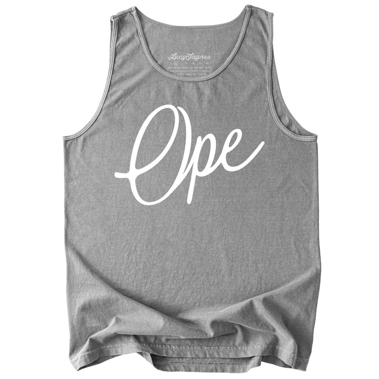 Ope Script Comfort Colors Graphic Tank Top - Grey