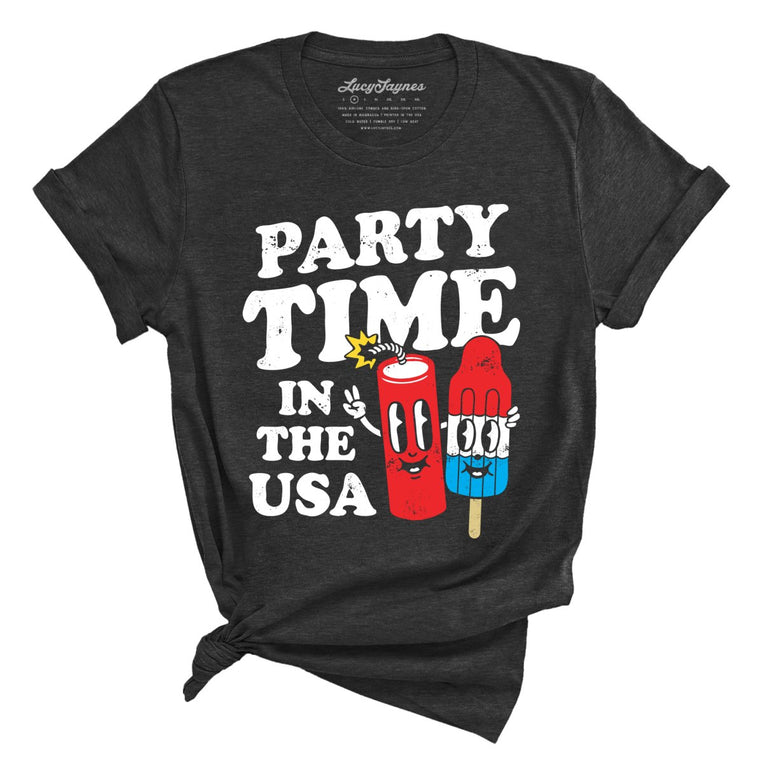 Party Time In The USA - Dark Grey Heather - Full Front