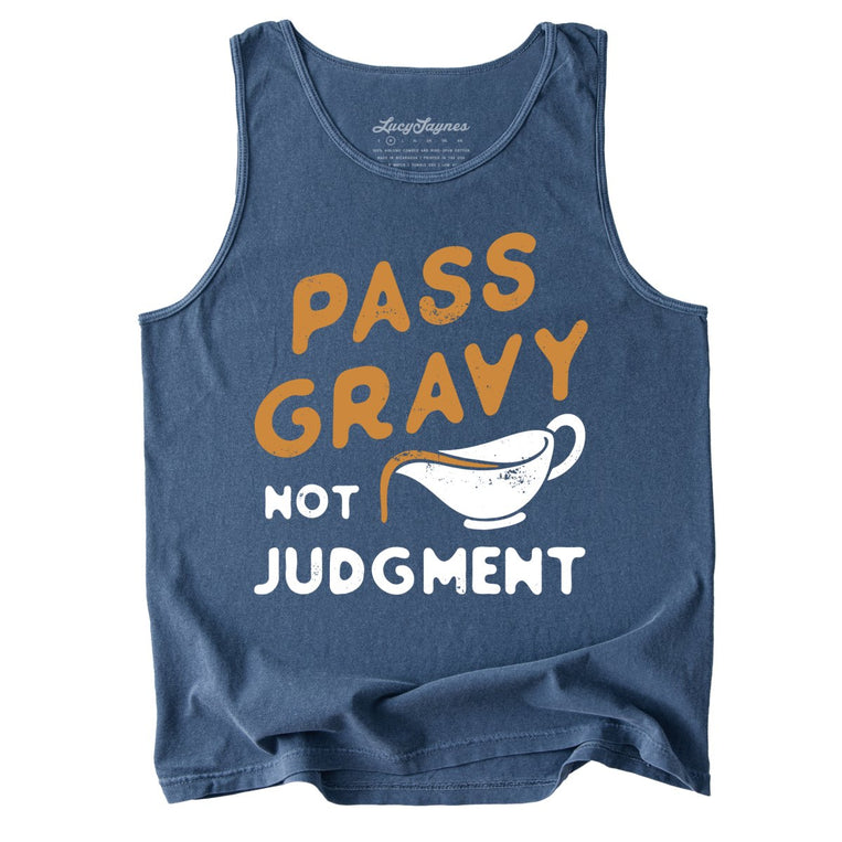 Pass Gravy Not Judgment Comfort Colors Graphic Tank Top - Denim