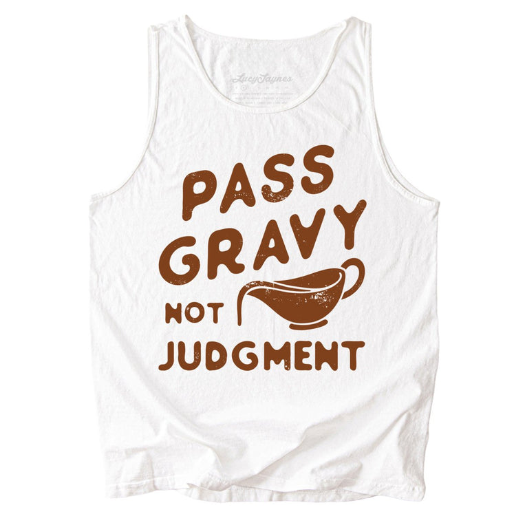 Pass Gravy Not Judgment Comfort Colors Graphic Tank Top - White
