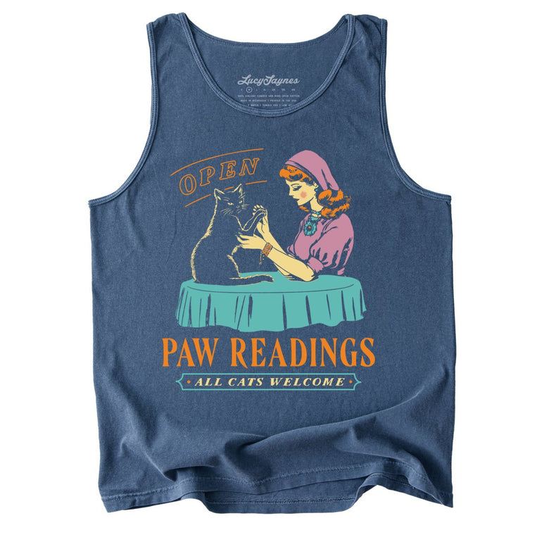 Paw Readings Comfort Colors Graphic Tank Top - Denim