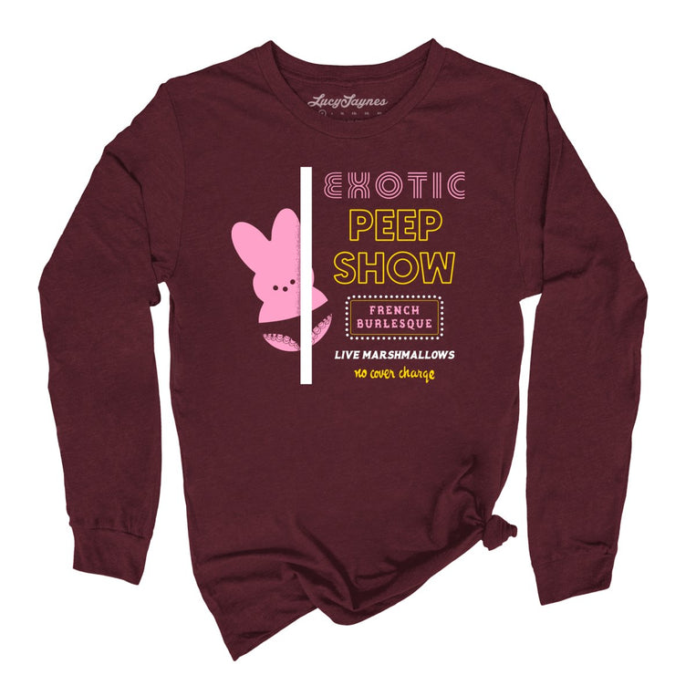 Peep Show - Maroon - Unisex Long Sleeve T-Shirt