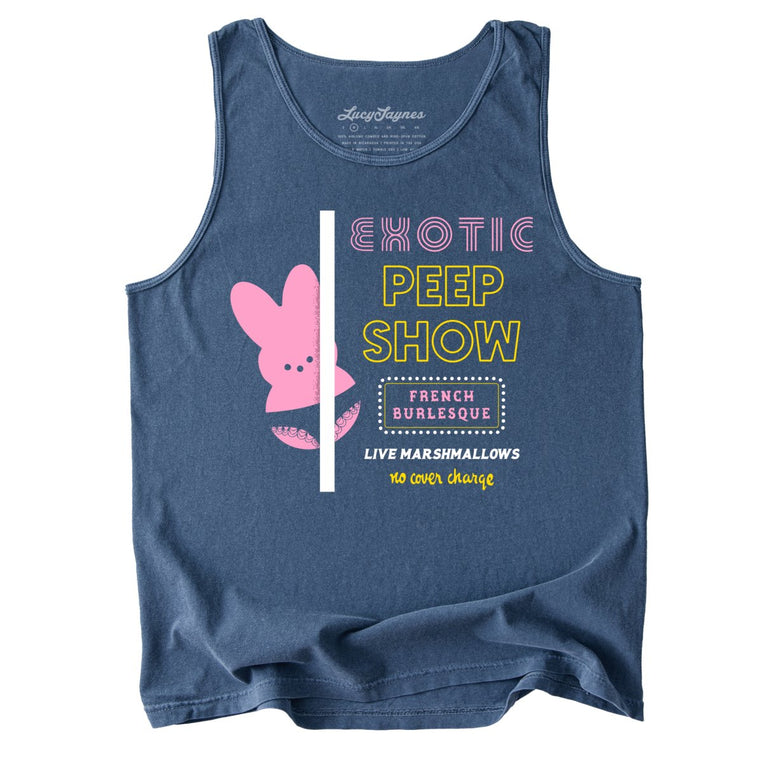Peep Show Comfort Colors Graphic Tank Top - Denim