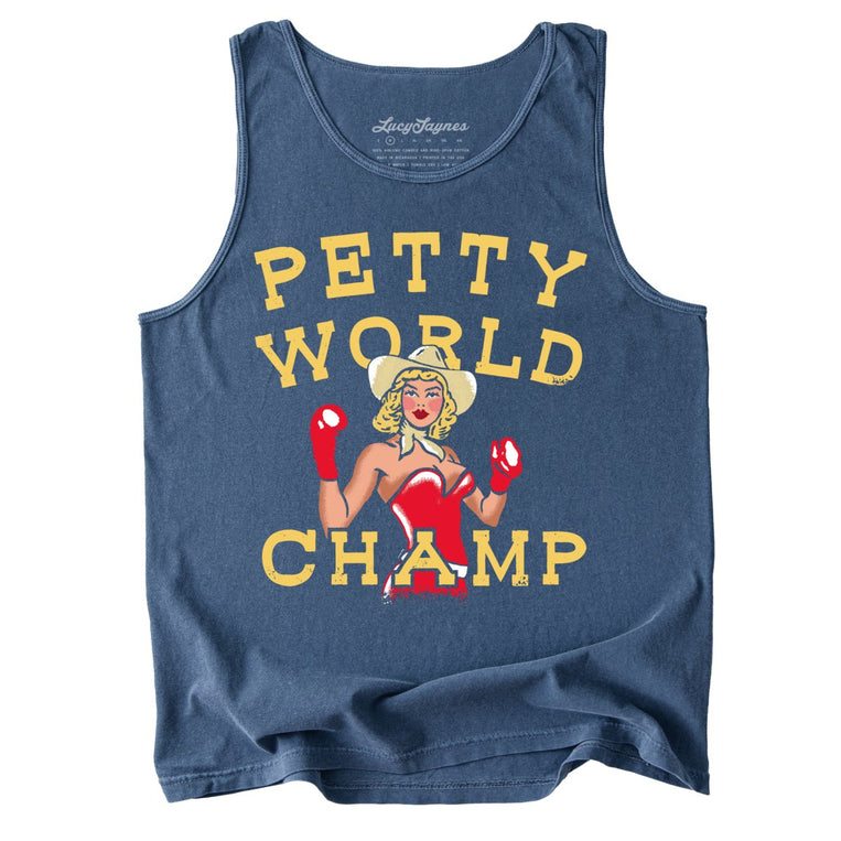 Petty World Champ Comfort Colors Graphic Tank Top - Denim
