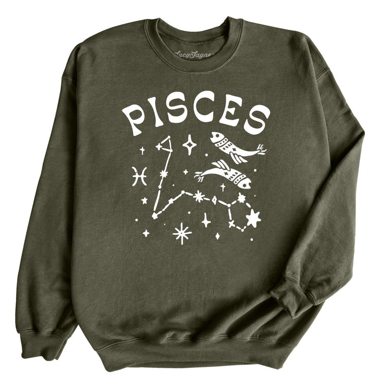 Pisces - Military Green - Unisex Sweatshirt