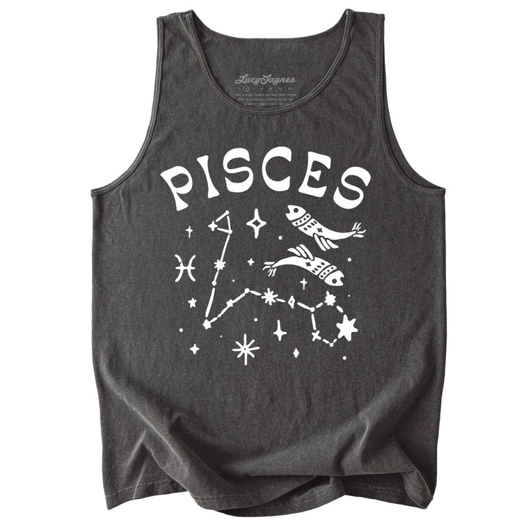 Pisces Comfort Colors Graphic Tank Top - Pepper