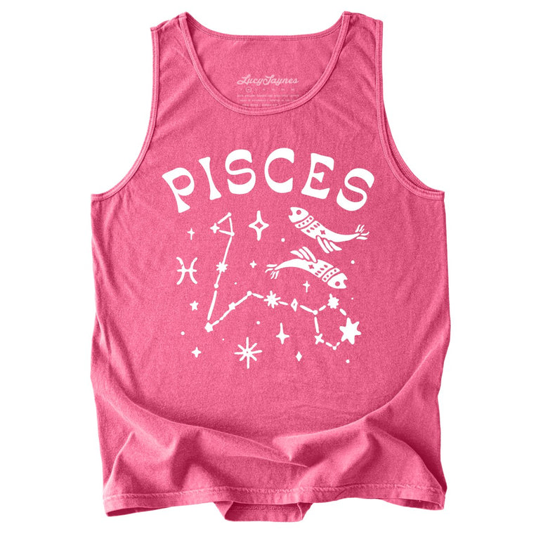 Pisces Comfort Colors Graphic Tank Top - Crunchberry