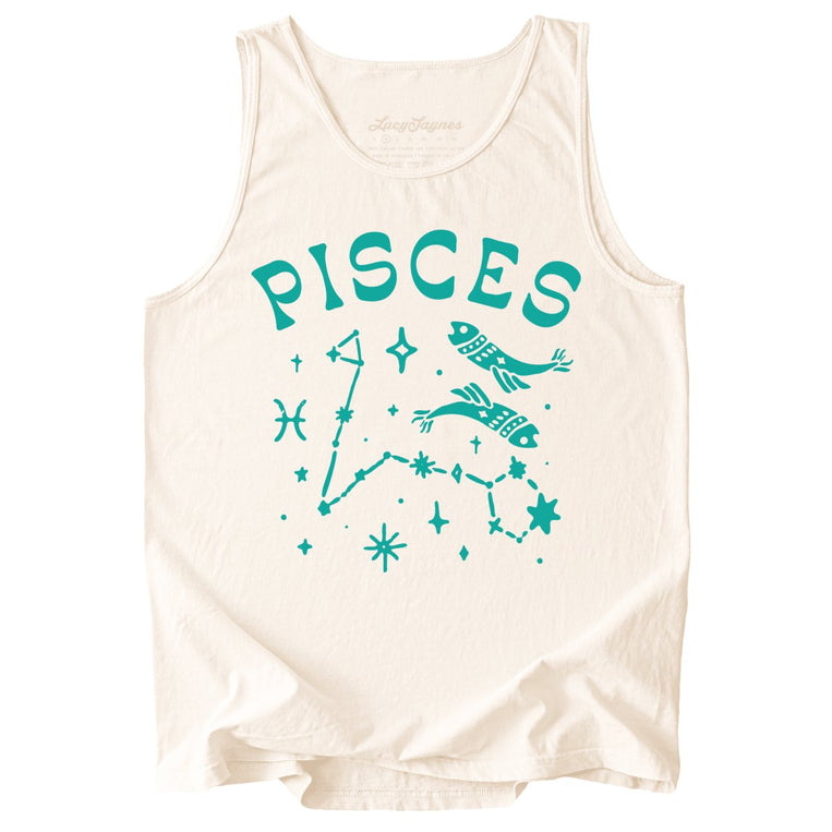 Pisces Comfort Colors Graphic Tank Top - Ivory