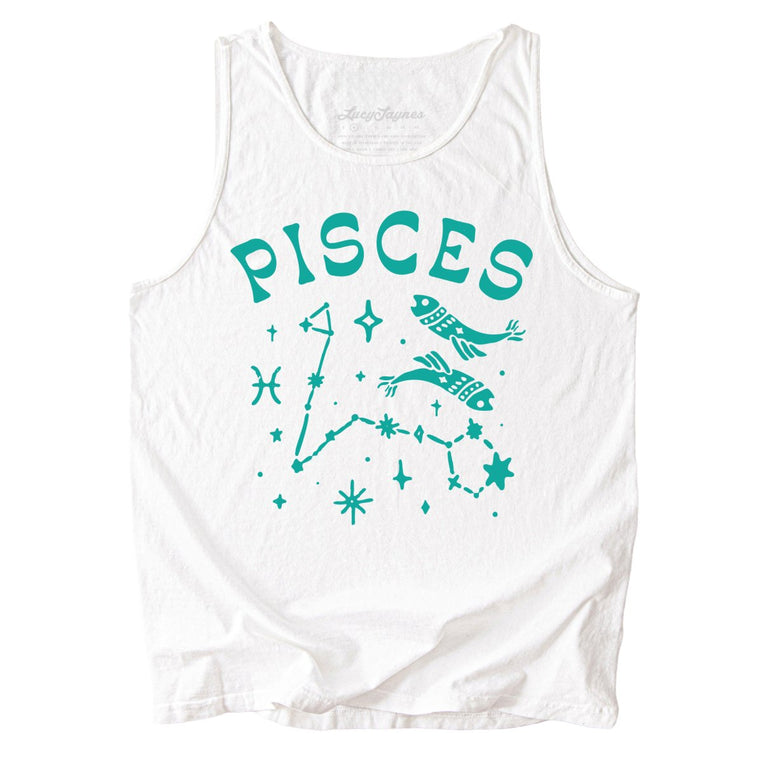Pisces Comfort Colors Graphic Tank Top - White