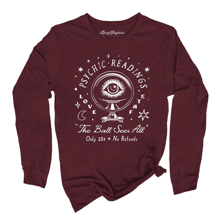 Psychic Readings - Maroon - Unisex Long Sleeve T-Shirt