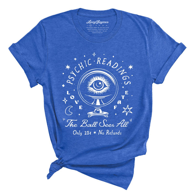 Psychic Readings Graphic Tee - Heather True Royal