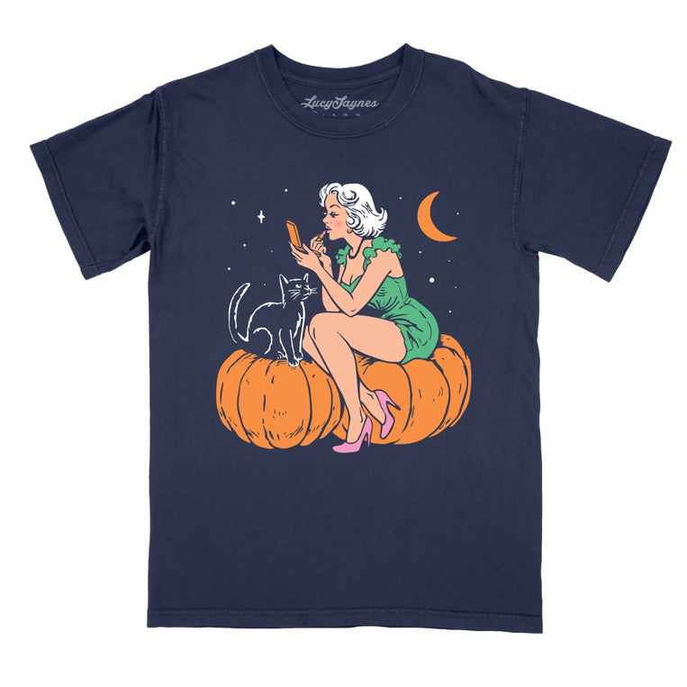 Pumpkin Pinup - True Navy - Comfort Colors Tee