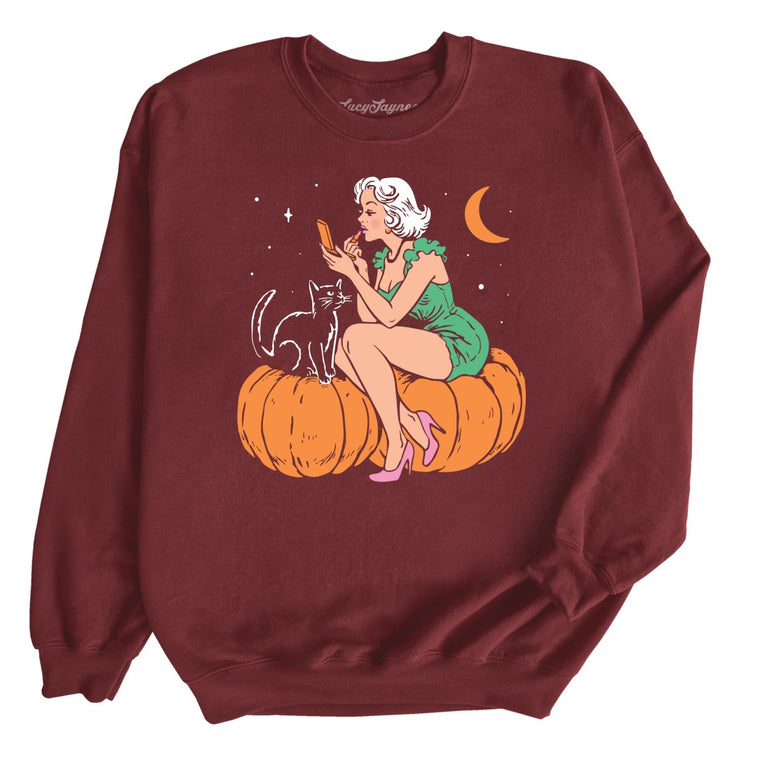 Pumpkin Pinup - Maroon - Unisex Sweatshirt